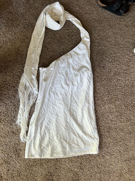 Abercrombie & Fitch Dresses & Skirts - Abercrombie & Fitch Ivory One-Shoulder Fringe Mini Dress